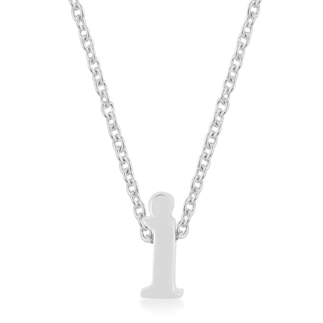 Rhodium Plated Finish Initial I Pendant - LinkagejewelrydesignLinkagejewelrydesign