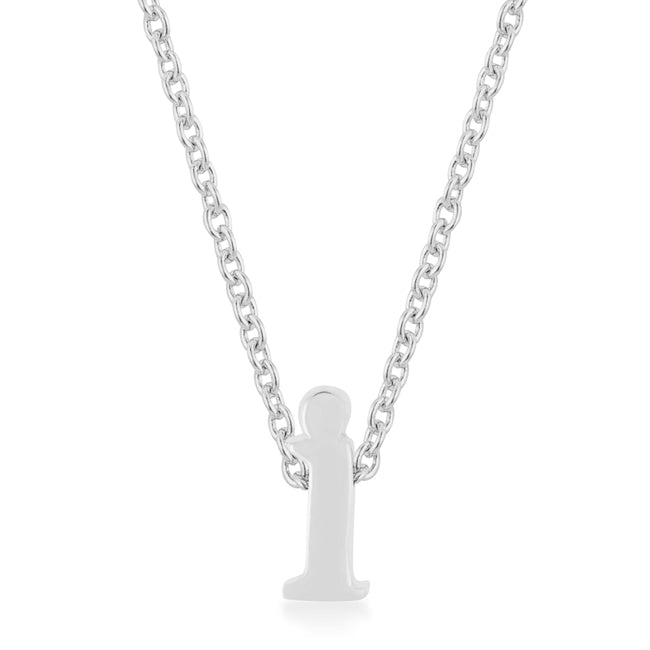 Rhodium Plated Finish Initial I Pendant - LinkagejewelrydesignLinkagejewelrydesign