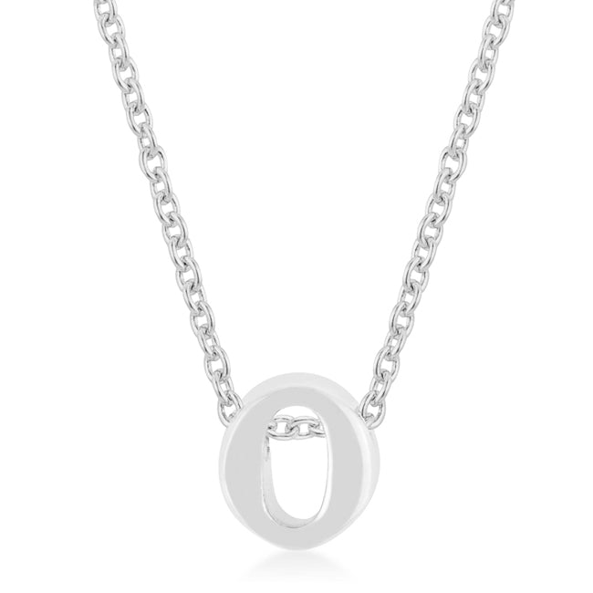 Rhodium Plated Finish Initial O Pendant - LinkagejewelrydesignLinkagejewelrydesign
