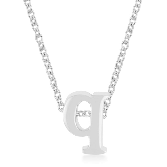 Rhodium Plated Finish Initial Q Pendant - LinkagejewelrydesignLinkagejewelrydesign