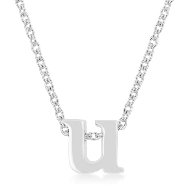 Rhodium Plated Finish Initial U Pendant - LinkagejewelrydesignLinkagejewelrydesign