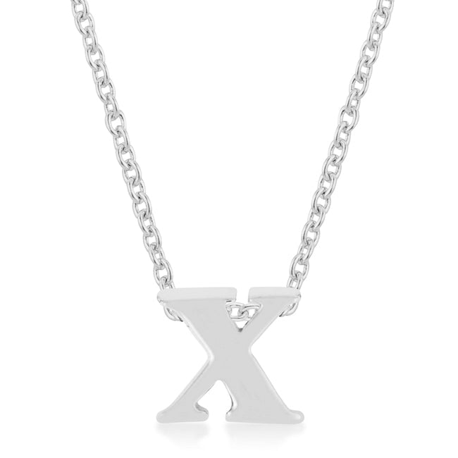 Rhodium Plated Finish Initial X Pendant - LinkagejewelrydesignLinkagejewelrydesign