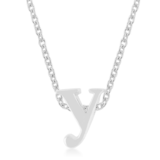 Rhodium Plated Finish Initial Y Pendant - LinkagejewelrydesignLinkagejewelrydesign