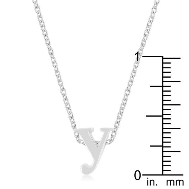 Rhodium Plated Finish Initial Y Pendant - LinkagejewelrydesignLinkagejewelrydesign