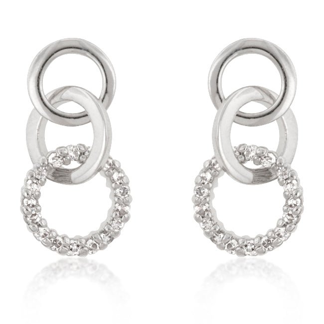 Rhodium Plated Finish Triplet Hooplet Earrings - LinkagejewelrydesignLinkagejewelrydesign