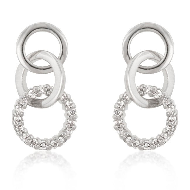 Rhodium Plated Finish Triplet Hooplet Earrings - LinkagejewelrydesignLinkagejewelrydesign