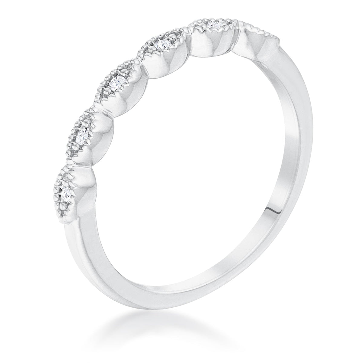 Rhodium Plated Sextus Marquise Delicate Stackable Ring, &lt;b&gt;Size 5&lt;/b&gt; - LinkagejewelrydesignLinkagejewelrydesign