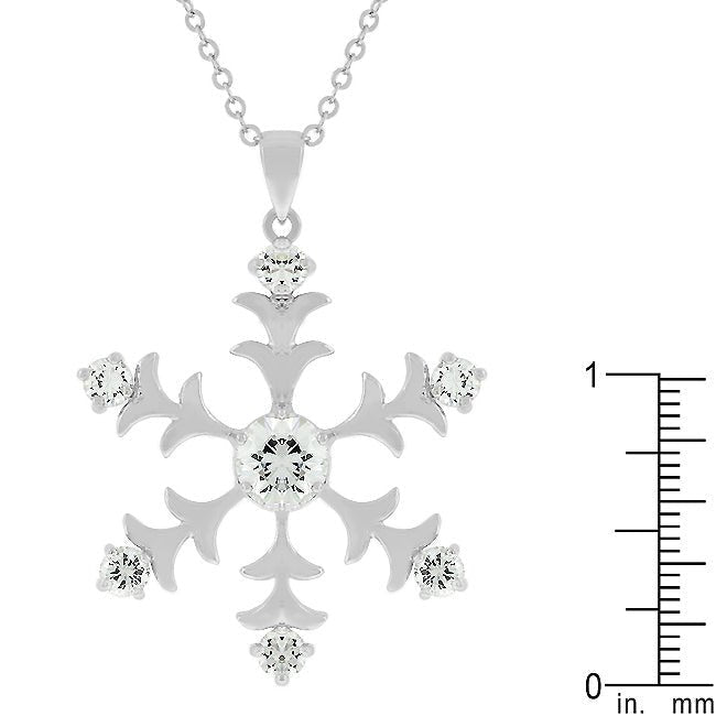 Rhodium Plated Snowflake Pendant - LinkagejewelrydesignLinkagejewelrydesign