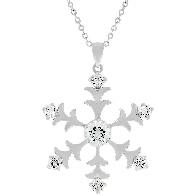 Rhodium Plated Snowflake Pendant - LinkagejewelrydesignLinkagejewelrydesign