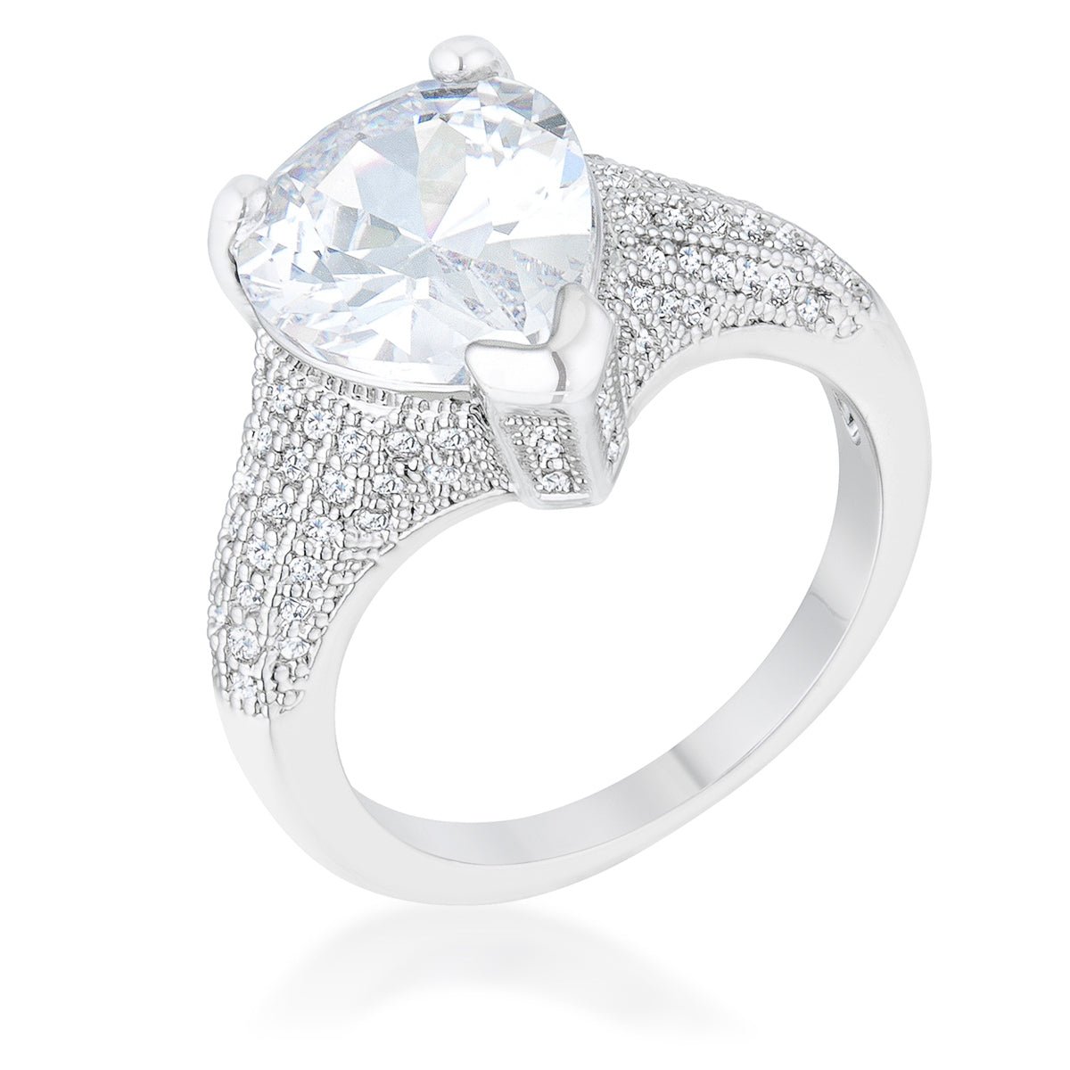 Rhyne 5.8ct CZ Rhodium Pear Cocktail Ring - LinkagejewelrydesignLinkagejewelrydesign