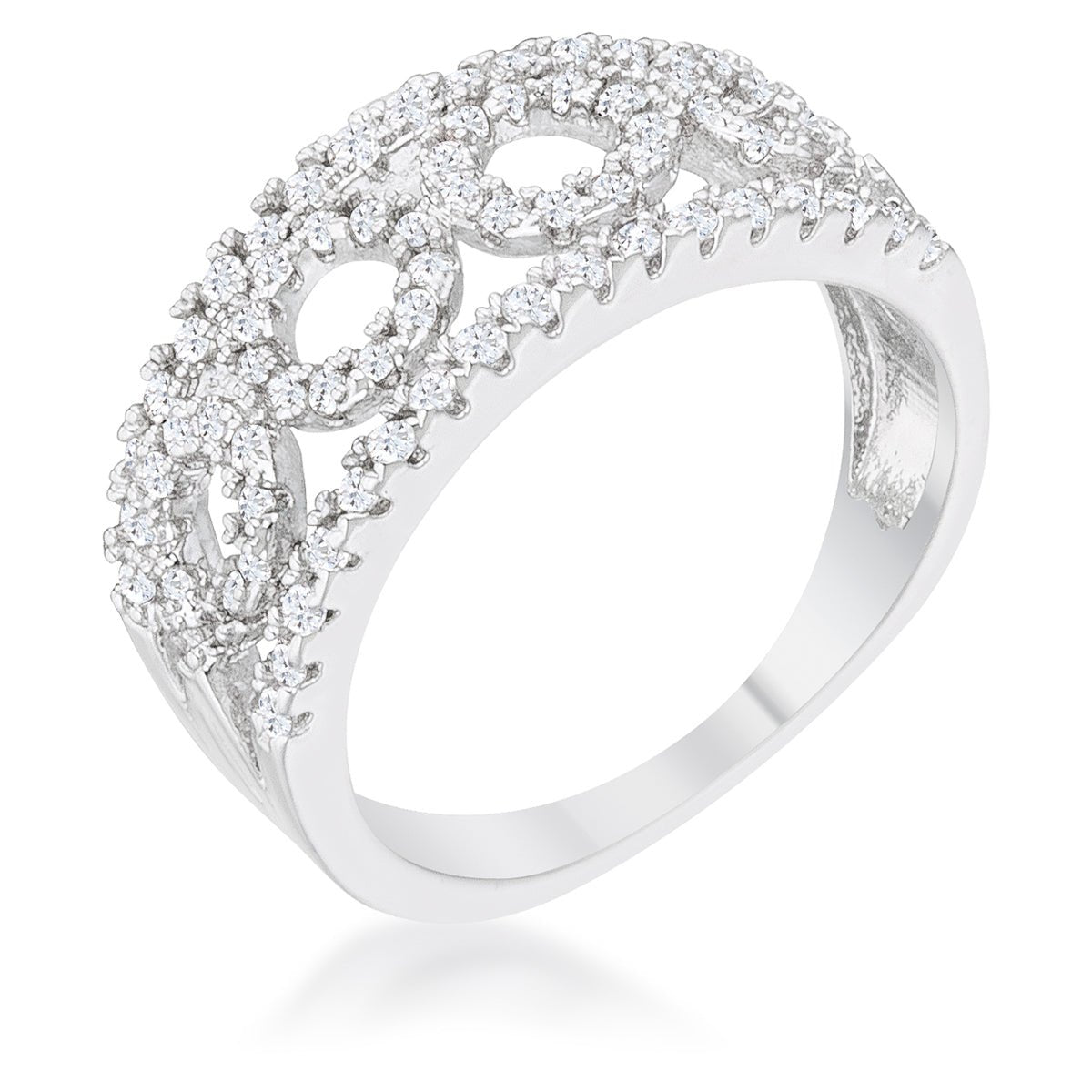 Rina 0.5ct CZ Rhodium Contemporary Band Ring, &lt;b&gt;Size 5&lt;/b&gt; - LinkagejewelrydesignLinkagejewelrydesign