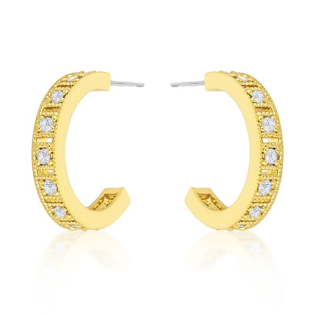 Roma Goldtone Finish Hoop Earrings - LinkagejewelrydesignLinkagejewelrydesign