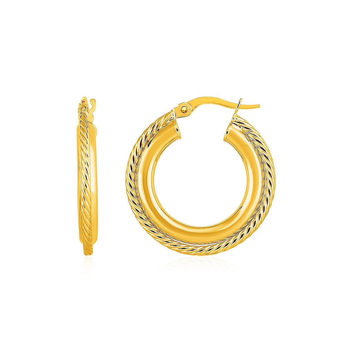 Rope Texture Hoop Earrings in 14k Yellow Gold - LinkagejewelrydesignLinkagejewelrydesign