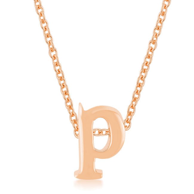 Rose Gold Finish Initial P Pendant - LinkagejewelrydesignLinkagejewelrydesign