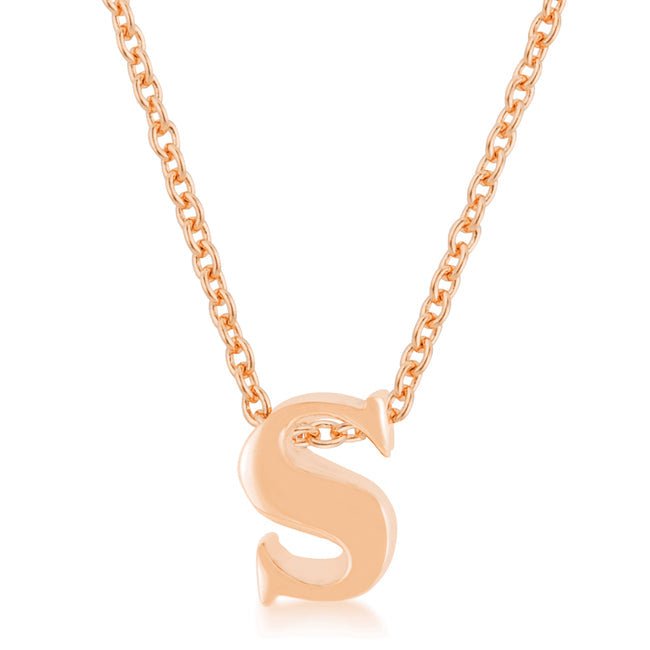 Rose Gold Finish Initial S Pendant - LinkagejewelrydesignLinkagejewelrydesign