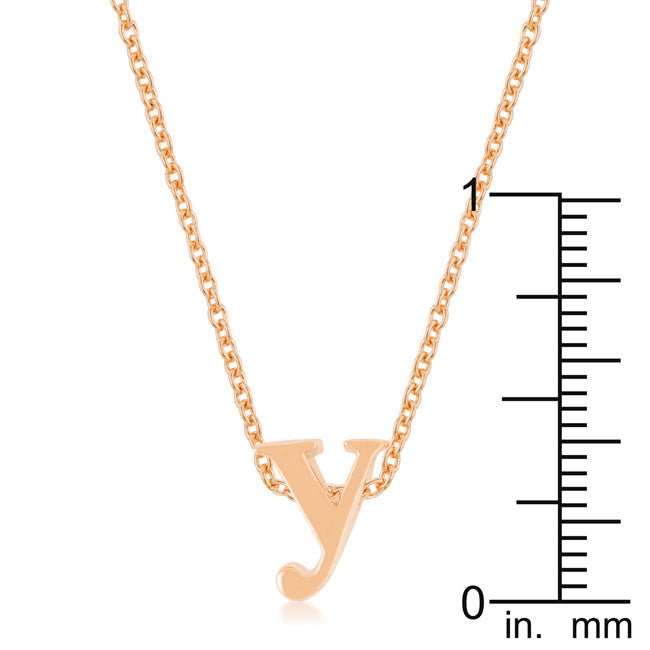 Rose Gold Finish Initial Y Pendant - LinkagejewelrydesignLinkagejewelrydesign