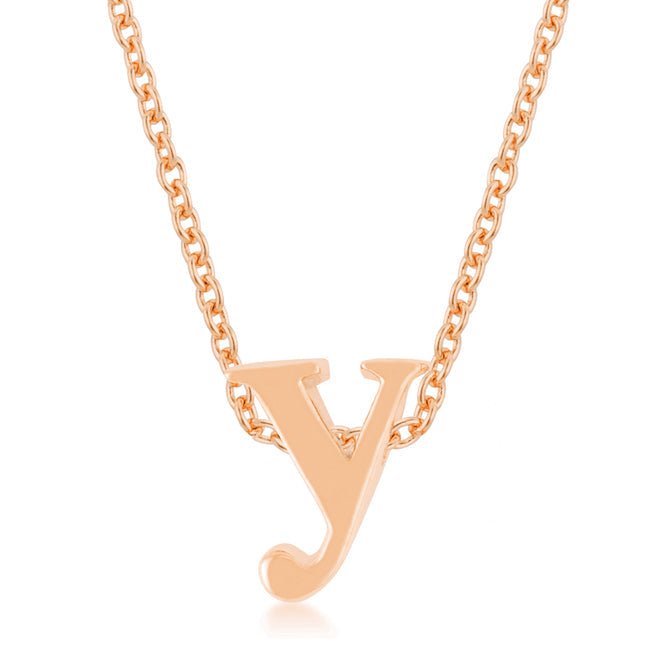 Rose Gold Finish Initial Y Pendant - LinkagejewelrydesignLinkagejewelrydesign