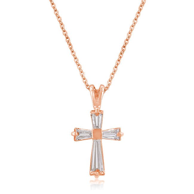 Rose Gold Plated Cross Necklace - LinkagejewelrydesignLinkagejewelrydesign