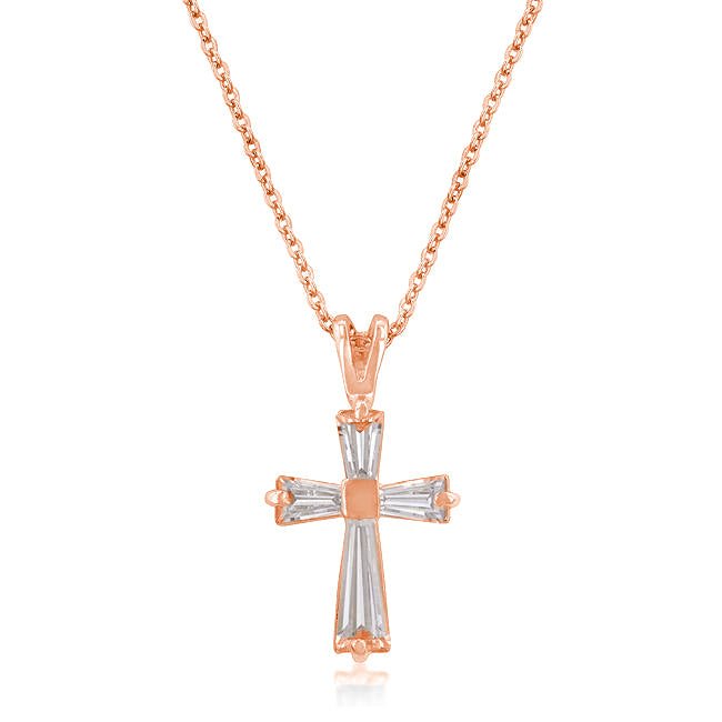 Rose Gold Plated Cross Necklace - LinkagejewelrydesignLinkagejewelrydesign