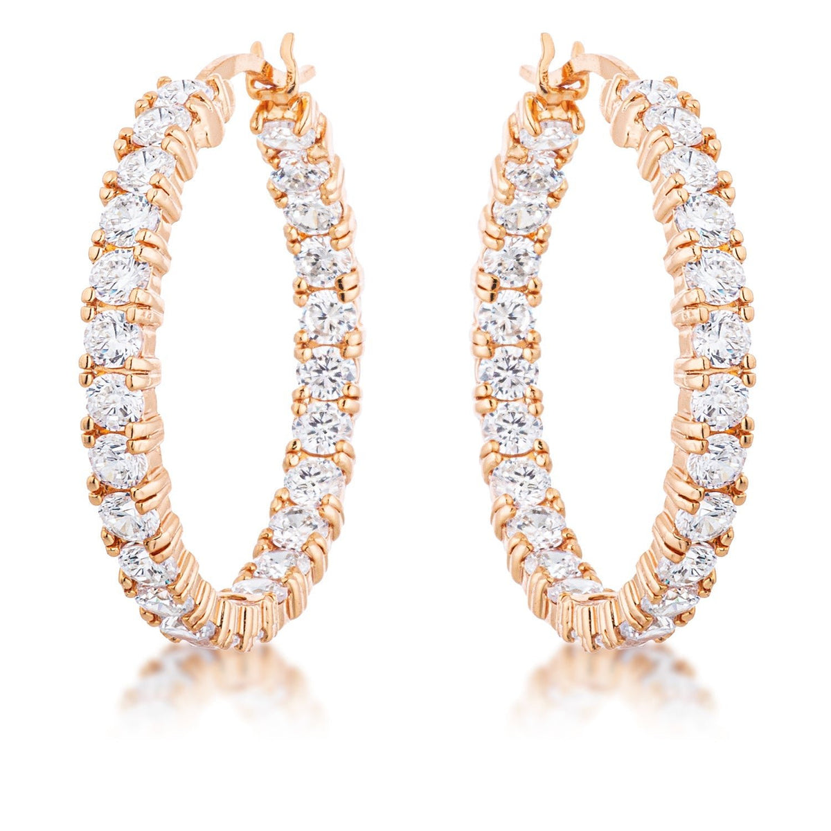 Rose Gold Plated CZ Hoop Earrings - LinkagejewelrydesignLinkagejewelrydesign