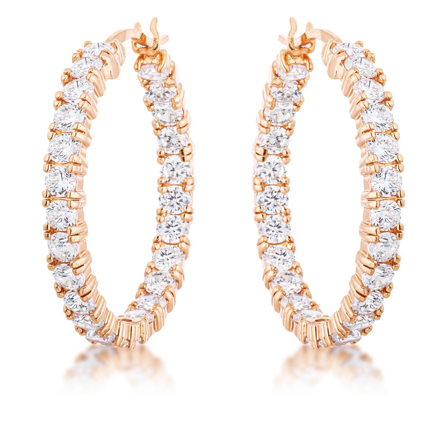 Rose Gold Plated CZ Hoop Earrings - LinkagejewelrydesignLinkagejewelrydesign