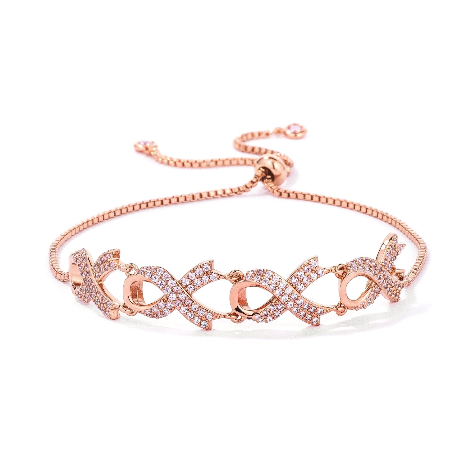 Rose Gold Plated Pink Ribbon Bracelet - LinkagejewelrydesignLinkagejewelrydesign