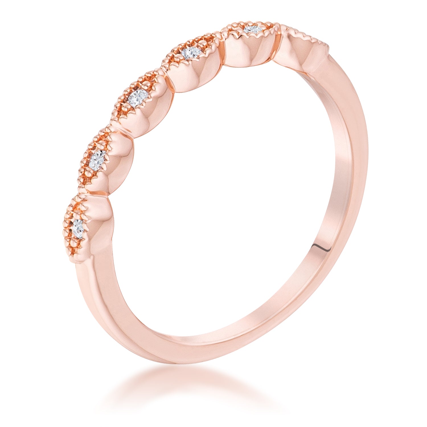 Rose Gold Plated Sextus Marquise Delicate Stackable Ring, <b>Size 5</b> - LinkagejewelrydesignLinkagejewelrydesign