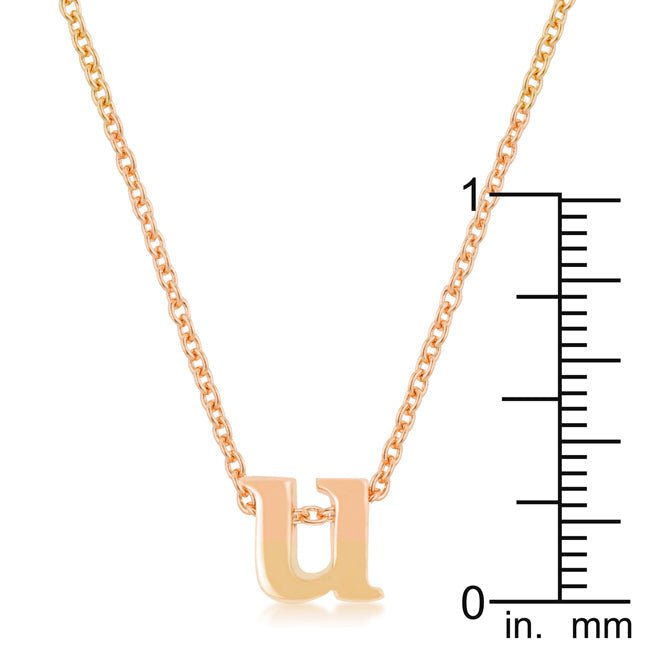 Rosegold Finish Initial U Pendant - LinkagejewelrydesignLinkagejewelrydesign