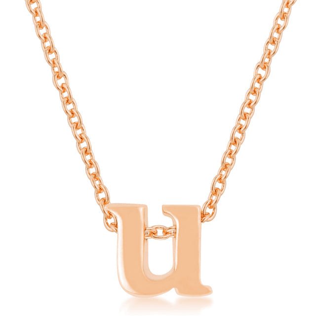 Rosegold Finish Initial U Pendant - LinkagejewelrydesignLinkagejewelrydesign