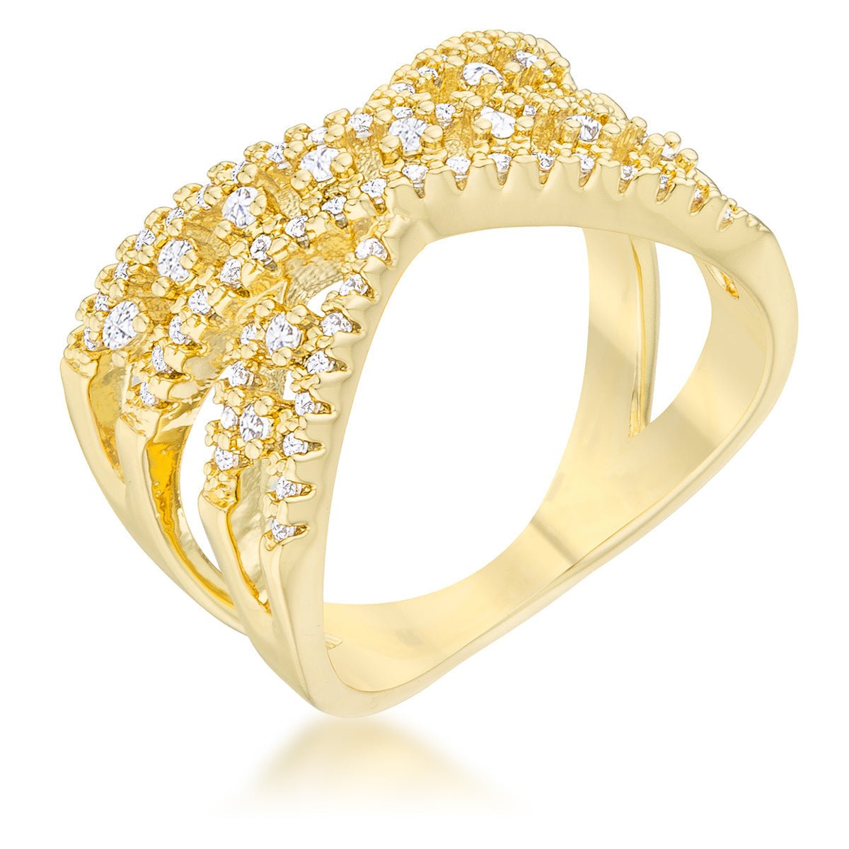 Sandy 0.37ct CZ 14k Gold Classic Criss Cross Ring, &lt;b&gt;Size 5&lt;/b&gt; - LinkagejewelrydesignLinkagejewelrydesign