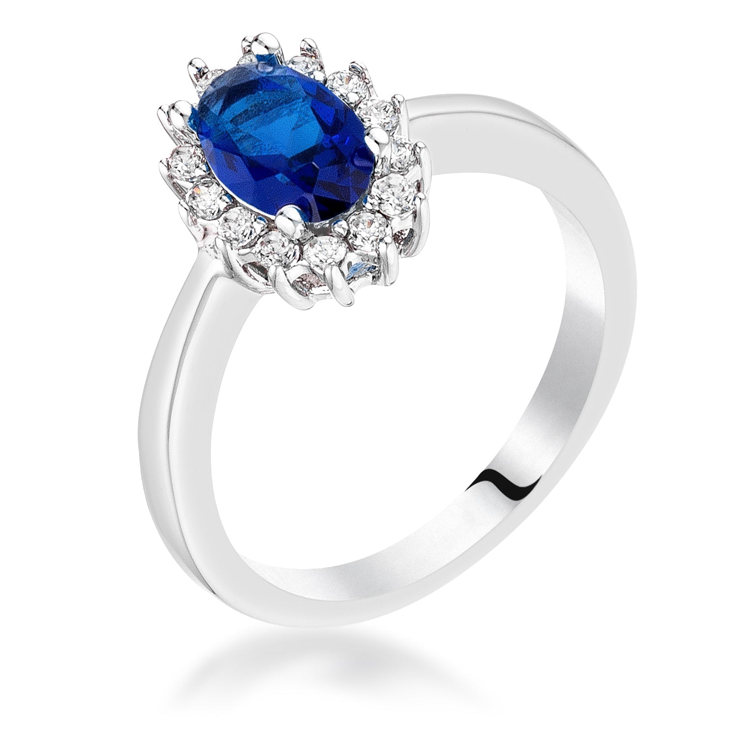 Sapphire Blue CZ Petite Oval Ring, <b>Size 5</b> - LinkagejewelrydesignLinkagejewelrydesign