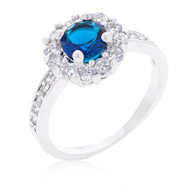 Sapphire Blue Halo Engagement Ring - LinkagejewelrydesignLinkagejewelrydesign