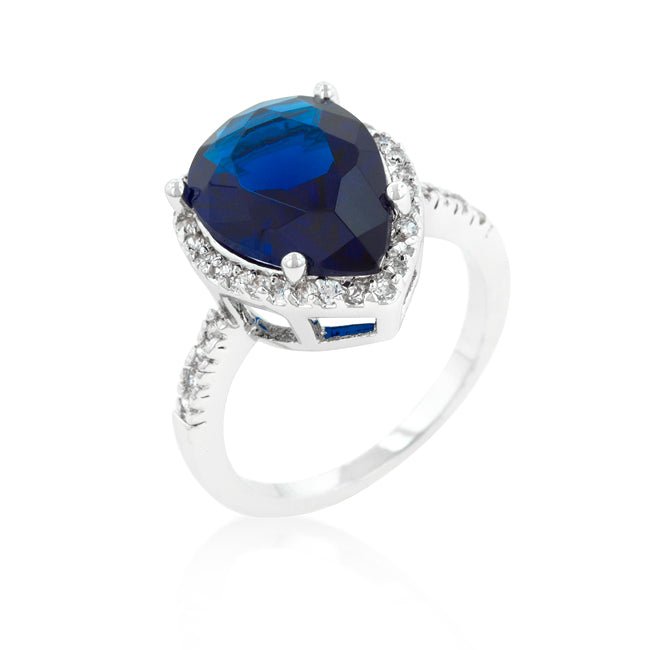 Sapphire Cubic Zirconia Drop Ring - LinkagejewelrydesignLinkagejewelrydesign