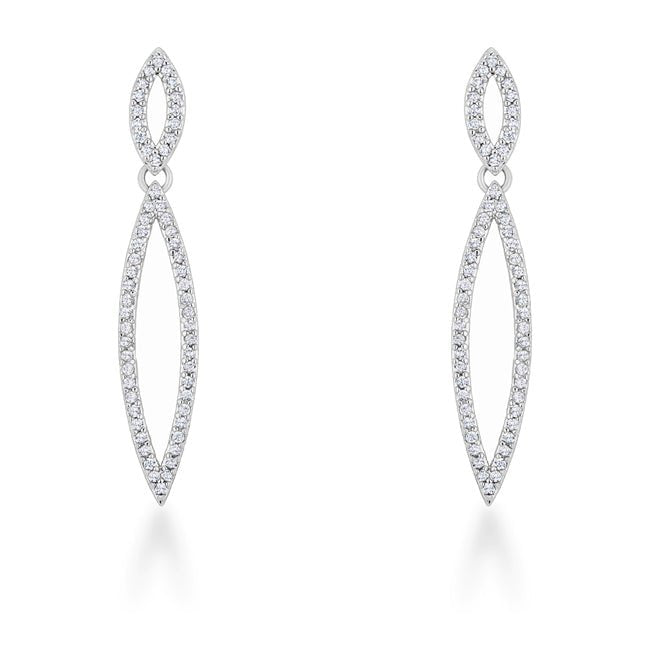 Sara 1.2ct CZ Rhodium Delicate Double Teardrop Drop Earrings - LinkagejewelrydesignLinkagejewelrydesign