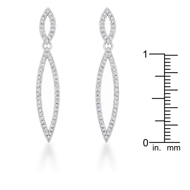 Sara 1.2ct CZ Rhodium Delicate Double Teardrop Drop Earrings - LinkagejewelrydesignLinkagejewelrydesign