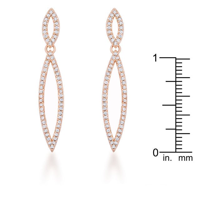 Sara 1.2ct CZ Rose Gold Delicate Double Teardrop Drop Earrings - LinkagejewelrydesignLinkagejewelrydesign