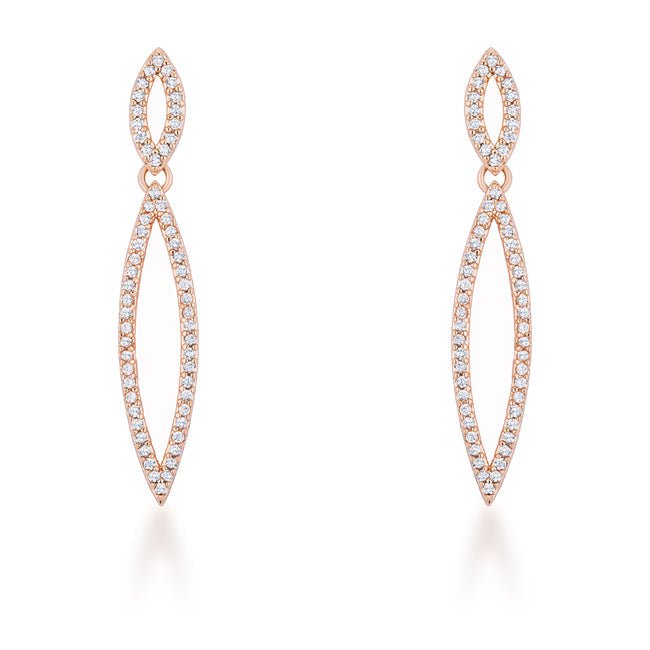 Sara 1.2ct CZ Rose Gold Delicate Double Teardrop Drop Earrings - LinkagejewelrydesignLinkagejewelrydesign