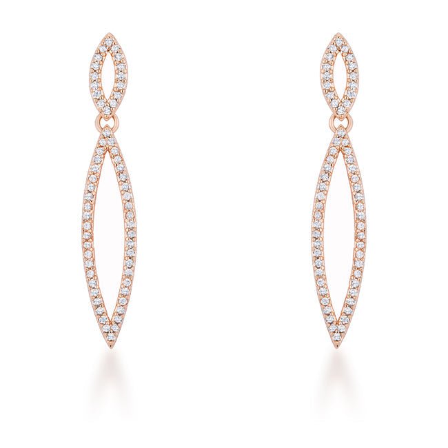 Sara 1.2ct CZ Rose Gold Delicate Double Teardrop Drop Earrings - LinkagejewelrydesignLinkagejewelrydesign