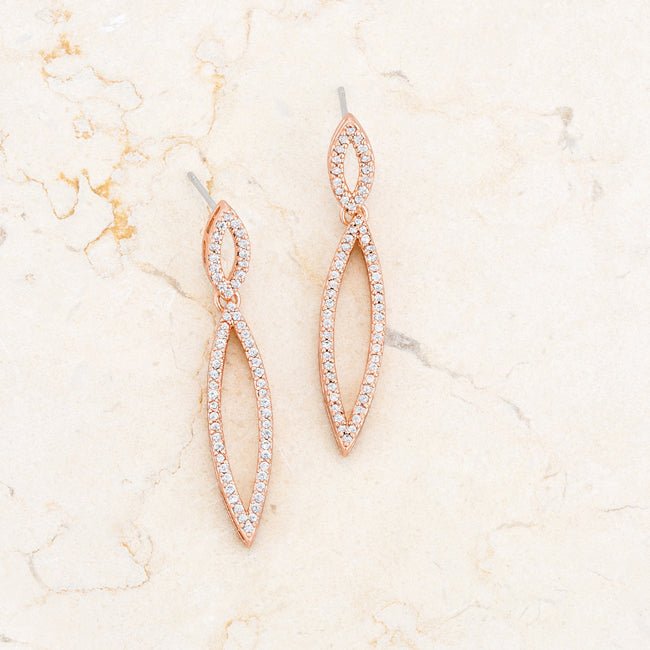 Sara 1.2ct CZ Rose Gold Delicate Double Teardrop Drop Earrings - LinkagejewelrydesignLinkagejewelrydesign