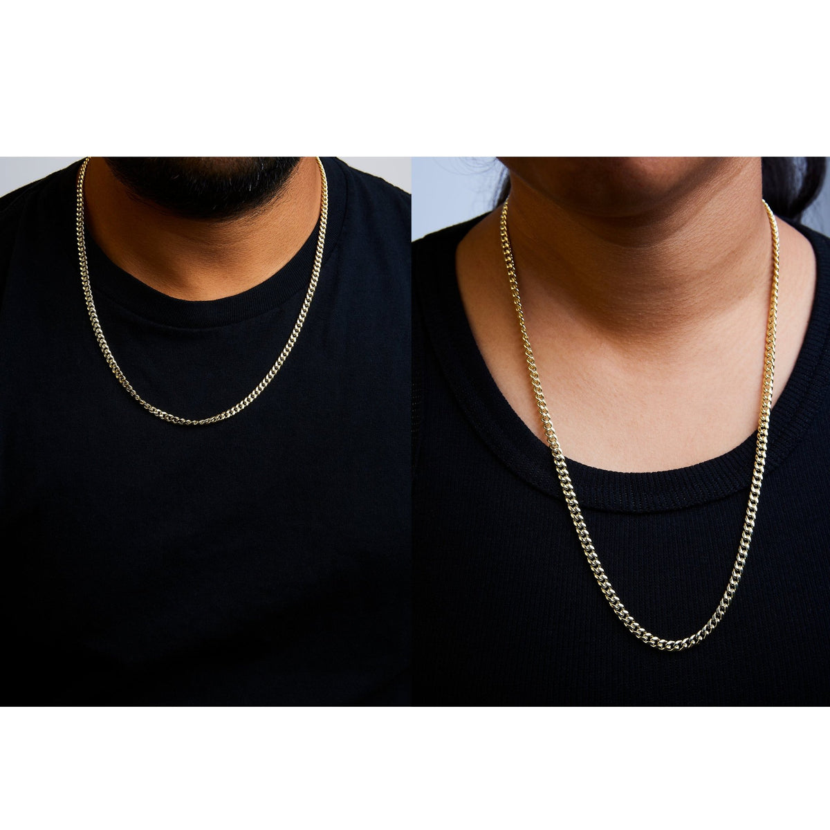 Semi-Solid 14K Yellow Gold 4.5mm Miami Cuban Chain Necklace - Unisex Chain - 22 Inches - LinkagejewelrydesignLinkagejewelrydesign