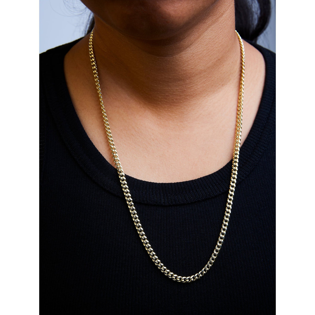 Semi-Solid 14K Yellow Gold 4.5mm Miami Cuban Chain Necklace - Unisex Chain - 22 Inches - LinkagejewelrydesignLinkagejewelrydesign