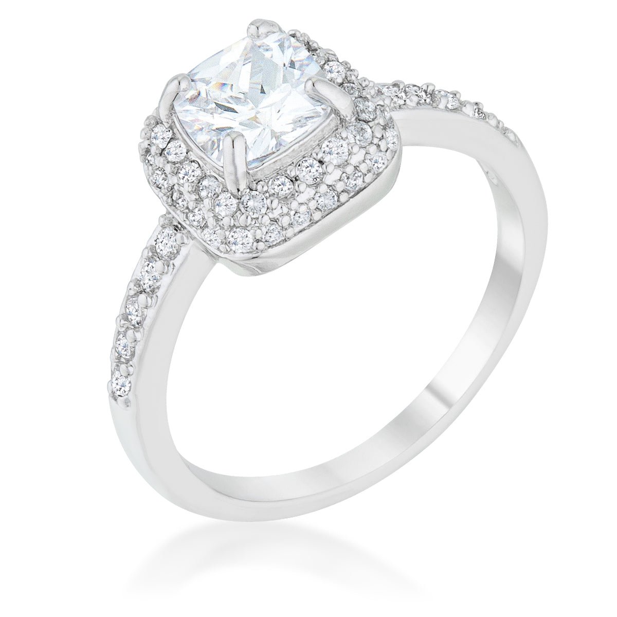 Serena 1.5ct Clear CZ Rhodium Art Deco Ring, &lt;b&gt;Size 5&lt;/b&gt; - LinkagejewelrydesignLinkagejewelrydesign