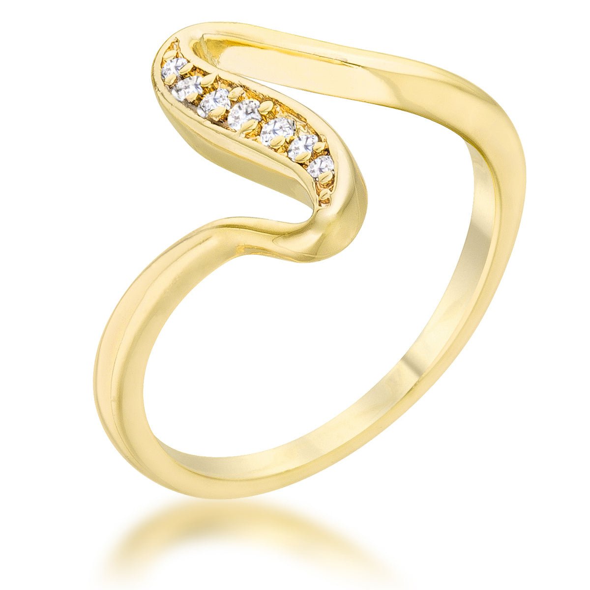 Sheryl 0.07ct CZ 14k Gold Simple Wave Ring, &lt;b&gt;Size 5&lt;/b&gt; - LinkagejewelrydesignLinkagejewelrydesign