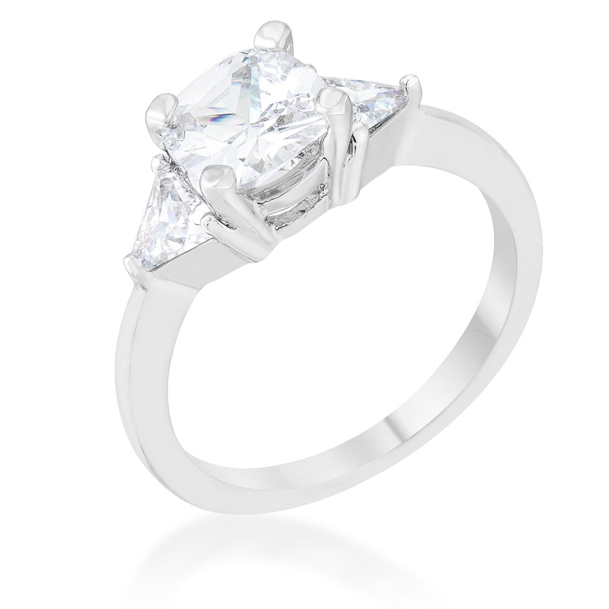 Shonda 1.8ct Clear CZ Rhodium Cushion Classic Statement Ring - LinkagejewelrydesignLinkagejewelrydesign