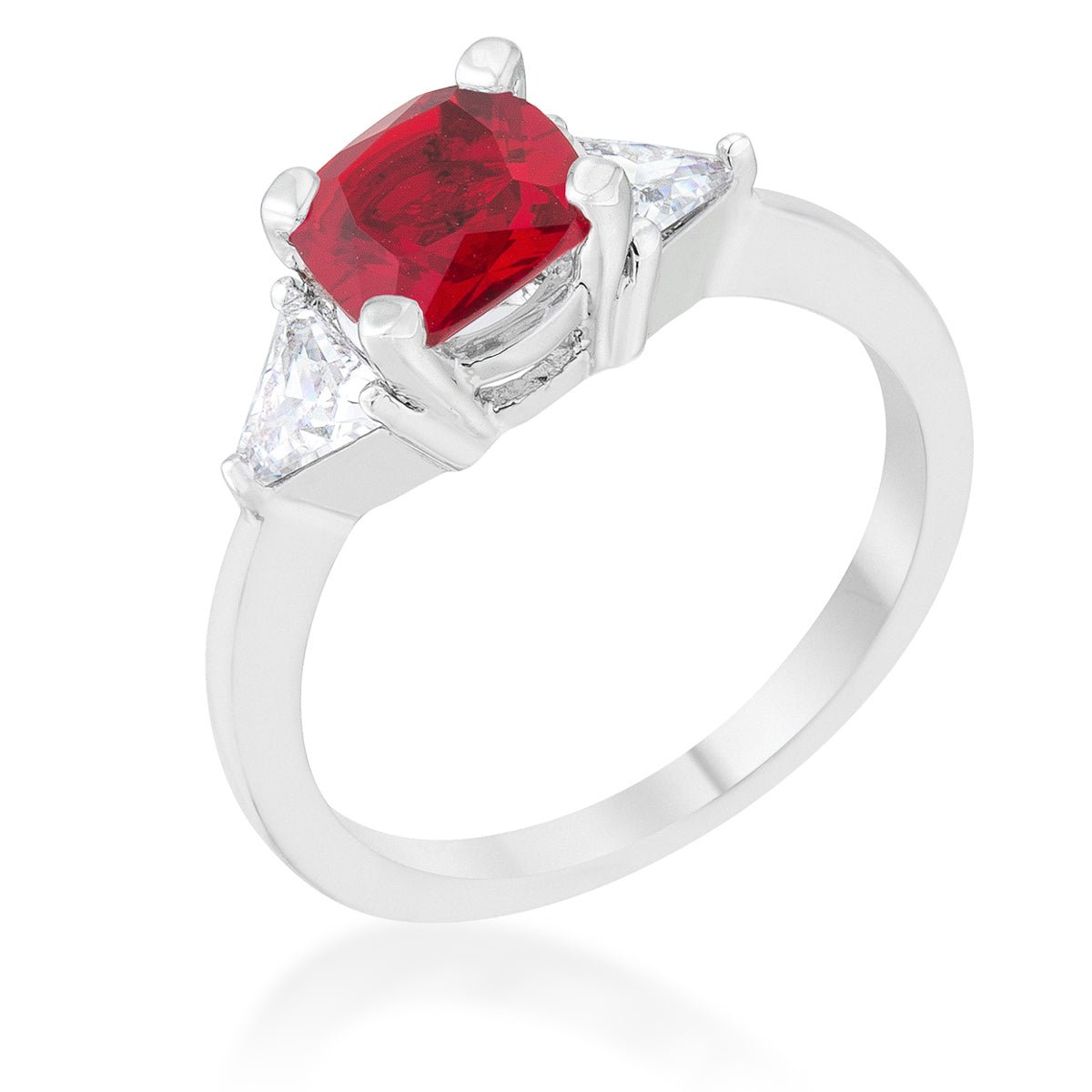 Shonda 1.8ct Garnet CZ Rhodium Cushion Classic Statement Ring - LinkagejewelrydesignLinkagejewelrydesign