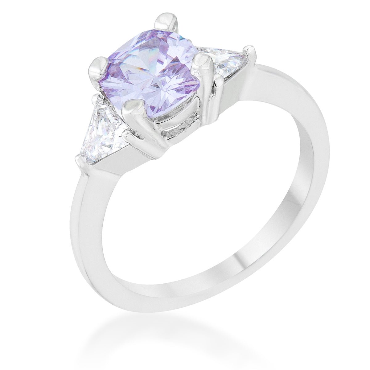 Shonda 1.8ct Lavender CZ Rhodium Cushion Classic Statement Ring - LinkagejewelrydesignLinkagejewelrydesign