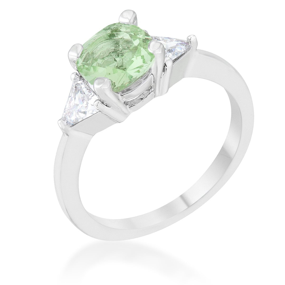 Shonda 1.8ct Peridot CZ Rhodium Cushion Classic Statement Ring - LinkagejewelrydesignLinkagejewelrydesign