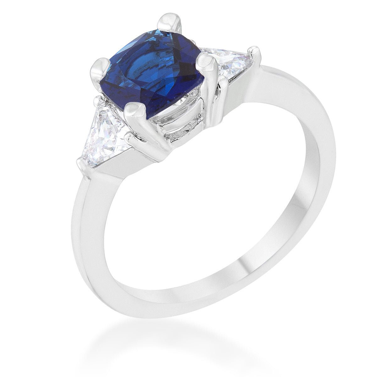 Shonda 1.8ct Sapphire CZ Rhodium Cushion Classic Statement Ring - LinkagejewelrydesignLinkagejewelrydesign