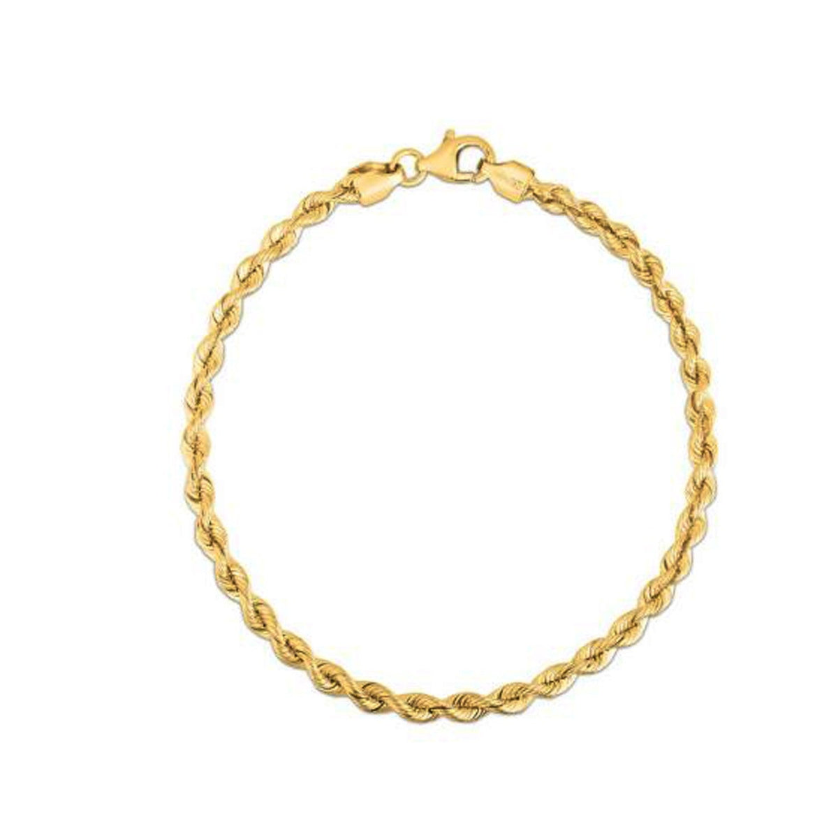 Silk Rope Chain Bracelet in 14k Yellow Gold (3.0 mm) - LinkagejewelrydesignLinkagejewelrydesign