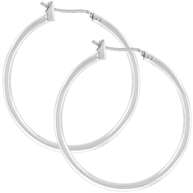 Silvertone Finish Hoop Earrings - LinkagejewelrydesignLinkagejewelrydesign